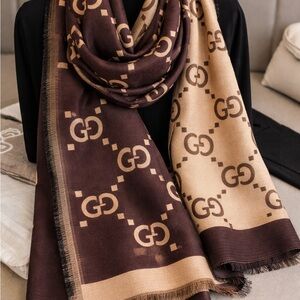 Brown and Tan Logo Scarf